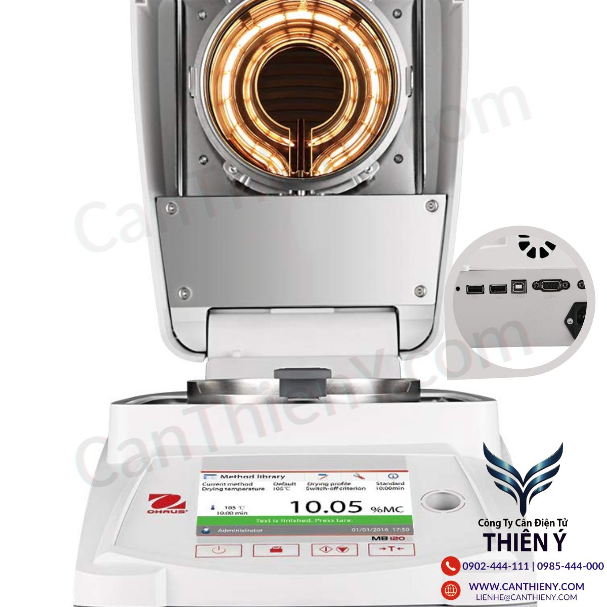 Cân sấy ẩm có cổng USB – xuất dữ liệu nhanh, tiện lợi, bảo hành 18 tháng