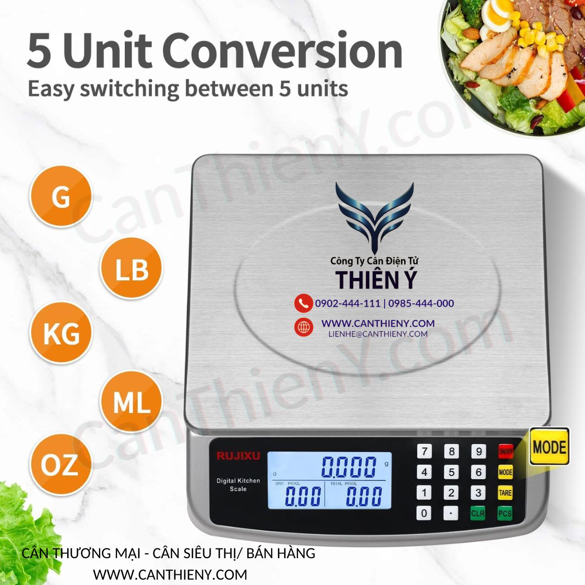 Cân thương mại có bàn phím cơ học – bền bỉ, thao tác nhanh, bảo hành 18 tháng