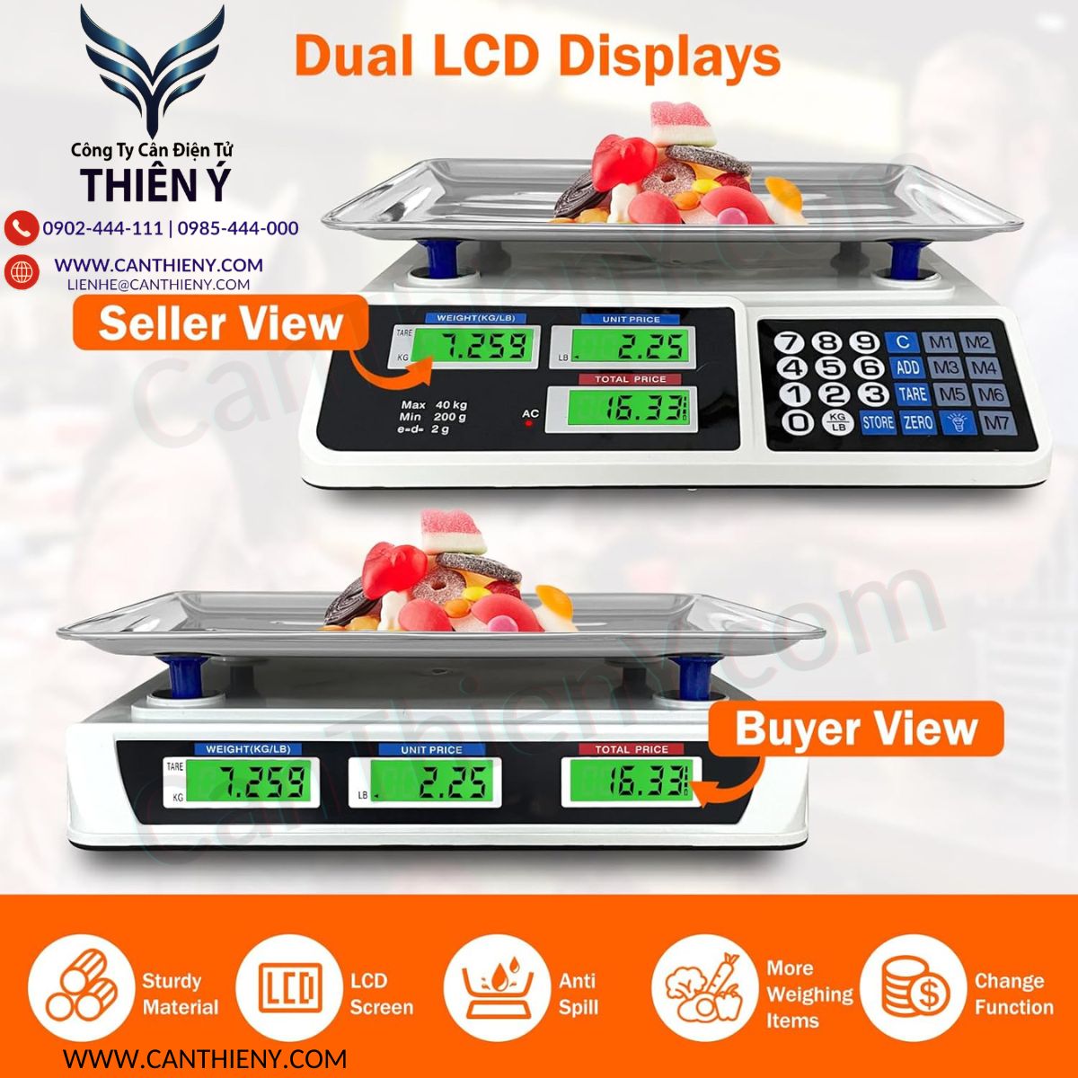 Cân thương mại hội chợ triển lãm – di động, dễ dùng, bảo hành 18 tháng