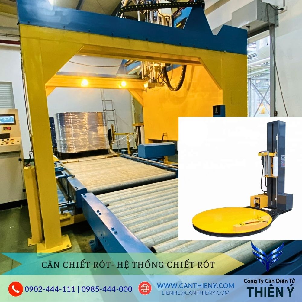 Cân chiết rót chất lỏng tự động quấn PE Thiên Ý