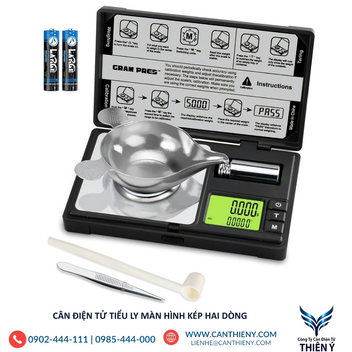 Cân điện tử tiểu ly màn hình kép – hiển thị rõ, tiện theo dõi