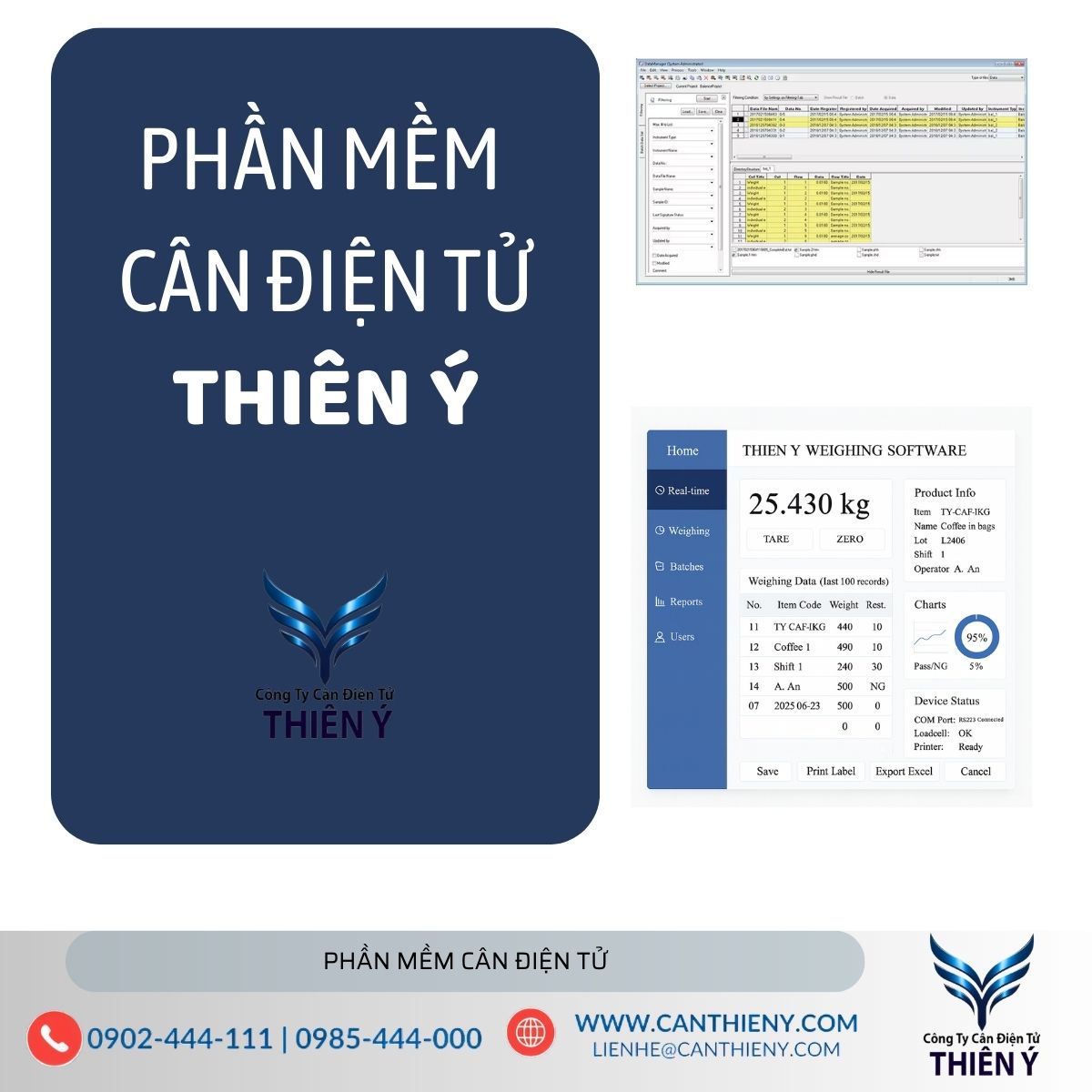 Phần mềm cân truy xuất mã vạch Thiên Ý quản lý dữ liệu nhanh chóng