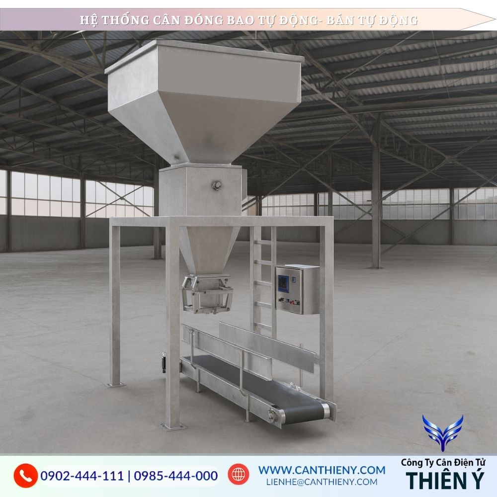 Hình ảnh cân đóng bao điện tử trong kho kín chính hãng, chất lượng cao, bảo hành 12 tháng